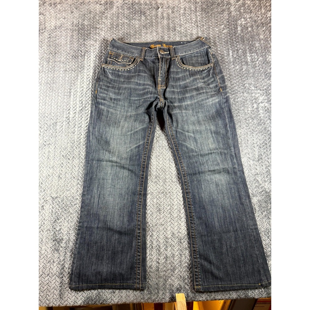 Guess Jeans Mens 32 Gray Medium Wash Embroidered Straight Leg X9302400200